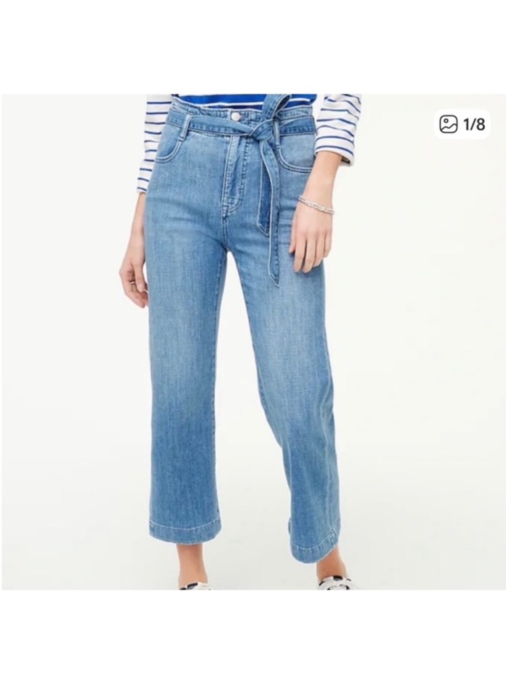 J Crew Factory High-Rise Tie-Waist Wide Leg Jeans, Size 27